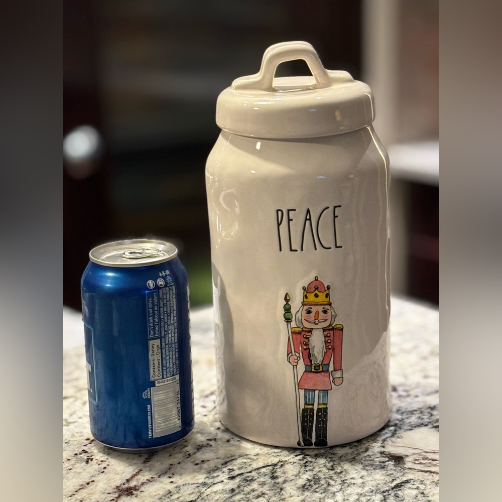 Rae Dunn Cream Nutcracker Peace Jar